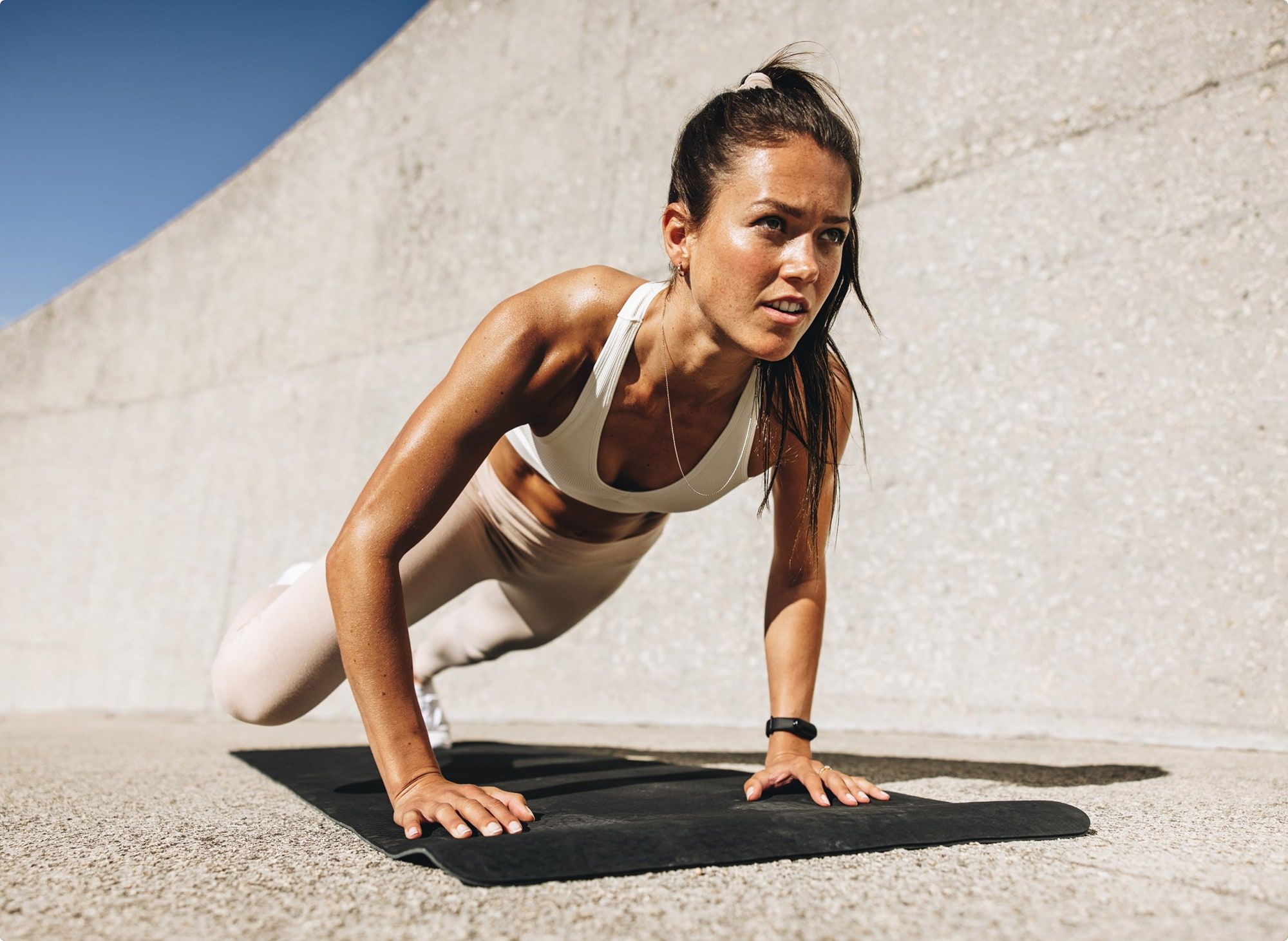 A girl doing sport outside Inner Flow Building